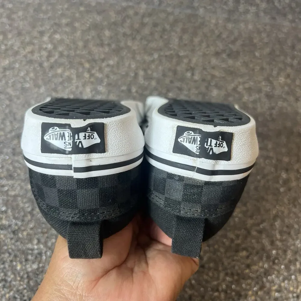 Vans Classic Little Kids 1 Black/GrayCheck Sneakers Shoes Slip On Low Top Padded
